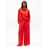 Tommy Hilfiger Cotton Rich Wide Leg Trousers Bright Red