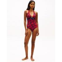 Tommy Hilfiger Original Floral Halterneck Swimsuit Red Mix