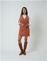 Pure Cotton V-Neck Mini Pinafore Dress