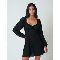 Nobody's Child Sweetheart Neckline Shirred Mini Skater Dress Black