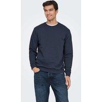 ONLY & SONS Cotton Rich Crew Neck Sweatshirt Navy