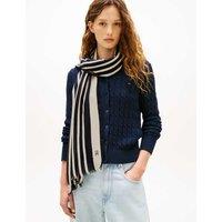 Tommy Hilfiger Elevated Chic Cotton Rich Striped Scarf Blue Mix
