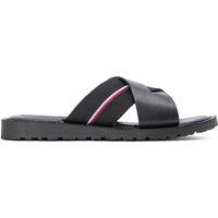 Tommy Hilfiger Core Leather Slip On Sandals Black