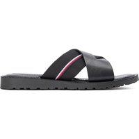 Tommy Hilfiger Core Leather Slip On Sandals Black
