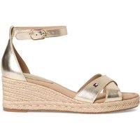 Tommy Hilfiger Metallic Buckle Wedge Espadrilles Gold