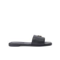 Tommy Hilfiger Leather Flat Mules Black