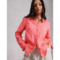 White Stuff Pure Linen Button Through Shirt Red