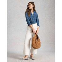 White Stuff Pure Cotton Jersey Striped Shirt Blue