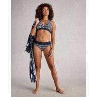 White Stuff Printed Reversible Roll Top Bikini Bottoms Navy Mix