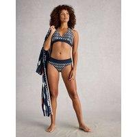 White Stuff Printed Reversible Roll Top Bikini Bottoms Navy Mix