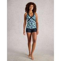 White Stuff Printed Halterneck Tankini Top Navy Mix