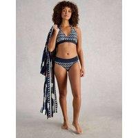 White Stuff Printed Reversible Triangle Bikini Top Navy Mix