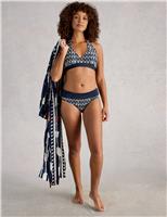 White Stuff Printed Reversible Triangle Bikini Top Navy Mix