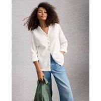 White Stuff Pure Cotton Double Cloth Longline Shirt White