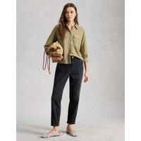 White Stuff Pure Cotton Denim Collared Utility Shirt Green