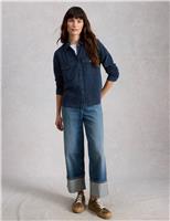 Pure Cotton Denim Collared Utility Shirt