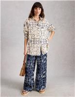 Pure Linen Printed Button Through Shirt