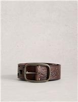 White Stuff Leather Floral Punch Out Jeans Belt Brown