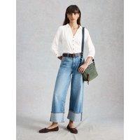 White Stuff Pure Cotton Jersey Broderie Shirt White