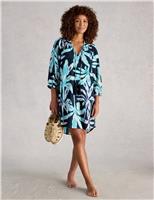 Pure Cotton Floral V-Neck Beach Cover Up