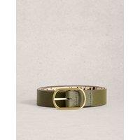White Stuff Leather Reversible Jeans Belt Green Mix