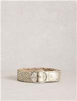 Leather Weave Metallic Jeans Belt