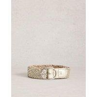 White Stuff Leather Weave Metallic Jeans Belt Metallic