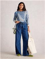 Cotton Blend Floral Crew Neck Jumper