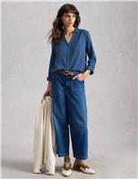 White Stuff Pure Cotton Double Cloth Collared Shirt Blue
