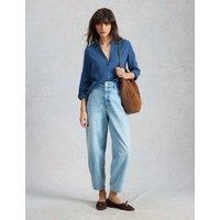 White Stuff Pure Cotton Double Cloth Collared Shirt Blue
