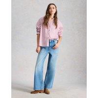 White Stuff Pure Cotton Striped Collared Shirt Pink Mix