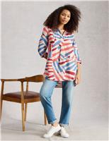 Pure Linen Printed Button Detail Tunic