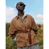 White Stuff Pure Linen Collared Utility Jacket Tan