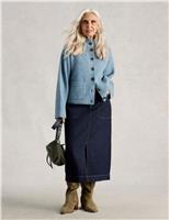 Cotton Rich Denim Split Front Midi Skirt