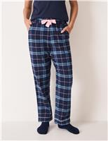 Pure Cotton Flannel Checked Pyjama Bottoms