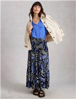 Jersey Printed Maxi A-Line Skirt