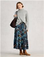 Printed Belted Maxi Tiered Skirt