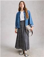 White Stuff Cotton Modal Jersey Printed Maxi Skirt Navy Mix