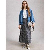 White Stuff Cotton Modal Jersey Printed Maxi Skirt Navy Mix