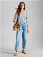 Striped Crew Neck Oversized Knitted T-Shirt