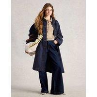 White Stuff Denim Collared Longline Coat Dark Blue Denim