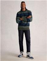 Pure Cotton Colour Block Crew Neck Jumper