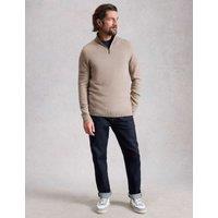 White Stuff Pure Merino Wool Funnel Neck Half Zip Jumper Natural
