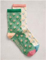 2 Pack Cotton Rich Flower Ankle High Socks