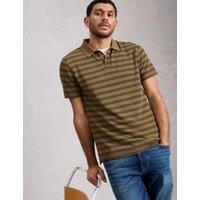White Stuff Pure Cotton Striped Polo Shirt Green Mix
