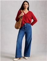 Linen Blend V-Neck Jumper