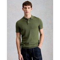 White Stuff Pure Merino Wool Knitted Polo Shirt Green