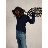 White Stuff Pure Cotton Textured Crew Neck Jumper Navy