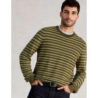 White Stuff Pure Cotton Striped Crew Neck Jumper Green Mix