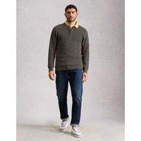 White Stuff Pure Cotton Waffle Henley Jumper Black